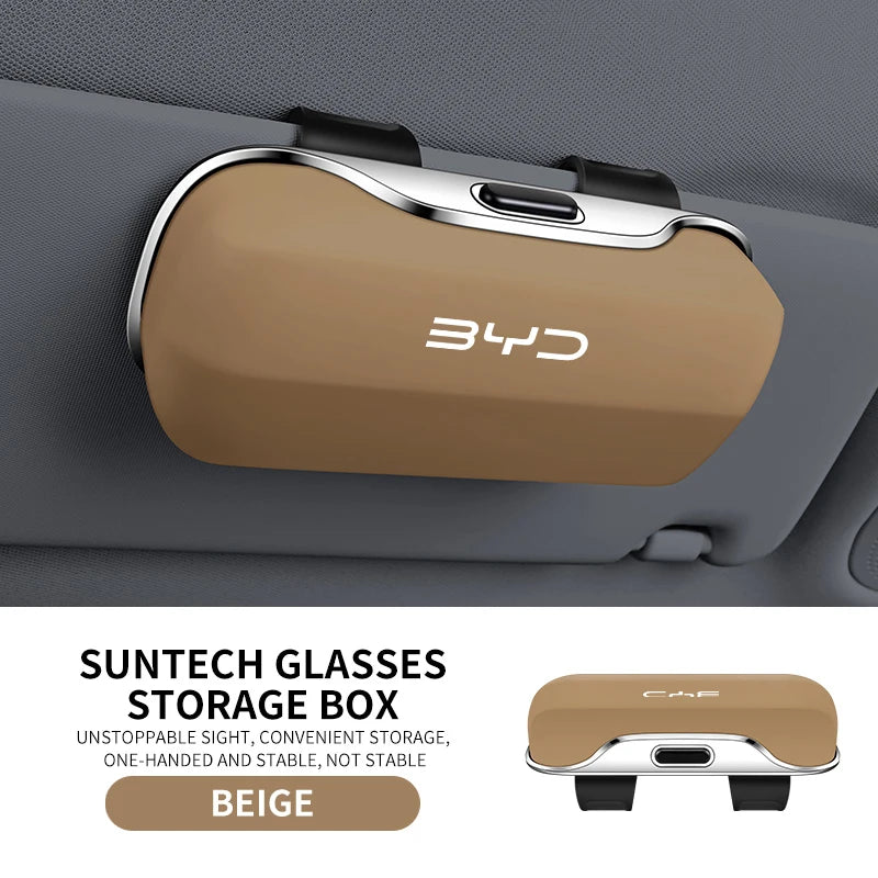 Car Glasses Box Sunglasses Holder For BYD ATTO 3 Tang Song Plus Han Qin Dolphin S6 SEAL SHARK 2025 Auto Sun Visor Eyeglass Case