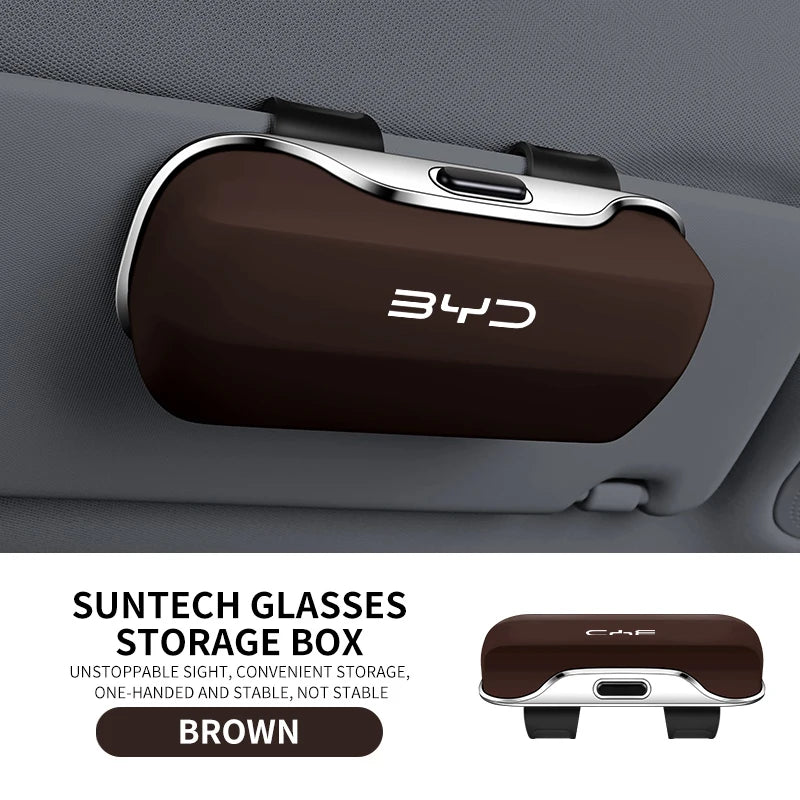 Car Glasses Box Sunglasses Holder For BYD ATTO 3 Tang Song Plus Han Qin Dolphin S6 SEAL SHARK 2025 Auto Sun Visor Eyeglass Case