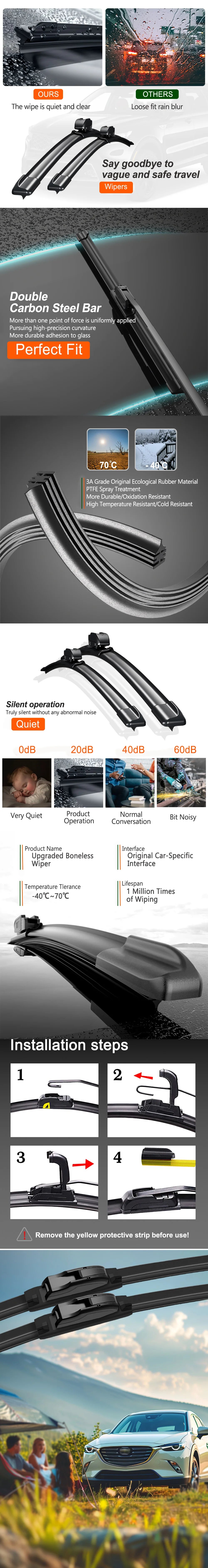 Choice Silent Front Wiper Blades for BYD Sealion 7 2024 - NeoBYD