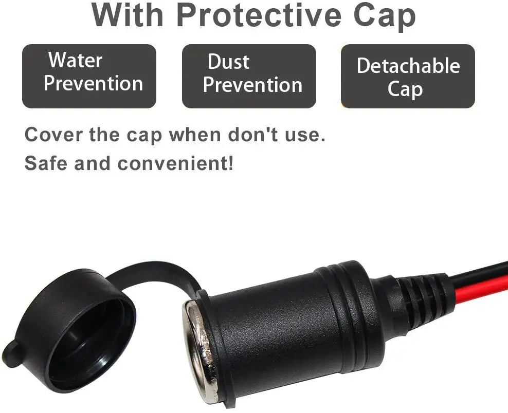 12V Car Socket Extension Cord with LED Lights (12Ft / 3.6m) - NeoBYD