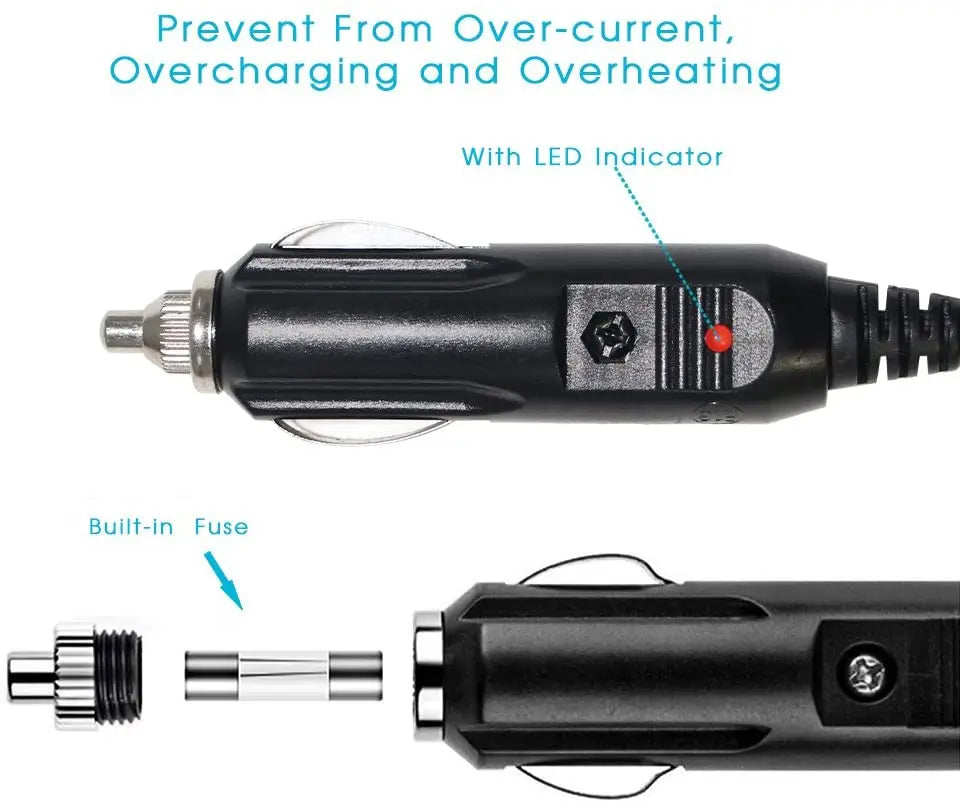 12V Car Socket Extension Cord with LED Lights (12Ft / 3.6m) - NeoBYD