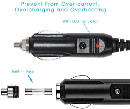 12V Car Socket Extension Cord with LED Lights (12Ft / 3.6m) - NeoBYD