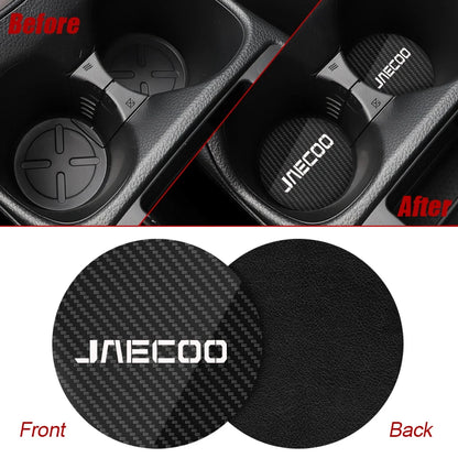 2Pcs Car Cup Holder Mat for Chery Jaecoo J7 J8 7 Phev 2025 2024 2023 Anti Slip Leather Water Cup Coasters Pads Accessories