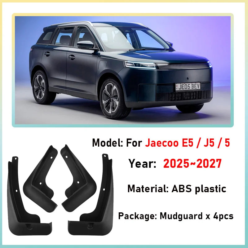 4PCS Car Mudguards For Jaecoo E5 J5 5 EV 2025 2026 2027 Mudflaps Anti-splash Mud Flap Mud Guard Fenders Tools Auto Accessories
