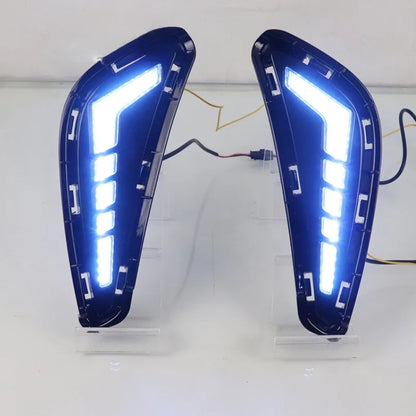 LED Daytime Running Light DRL Dynamic Turn Signal Front Bumper Fog Lights Driving Lamp Night Blue For BYD Dolphin