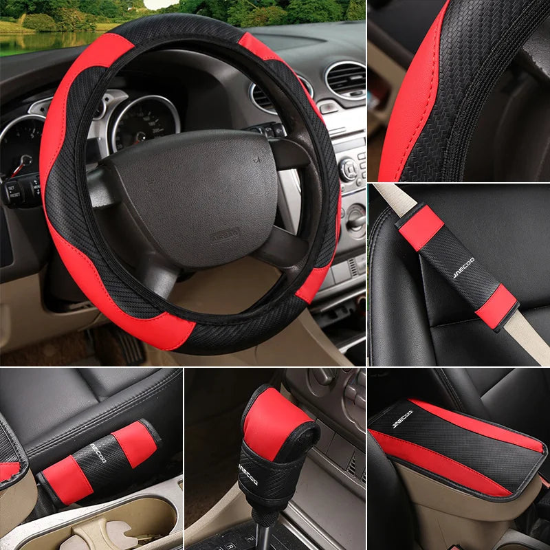Car Steering Wheel Cover Seat Belt Armrest Box Pad Gearshift Cap For Chery Jaecoo J7 J8 2023 2024 2025 Auto Jaecoo Car Accessory