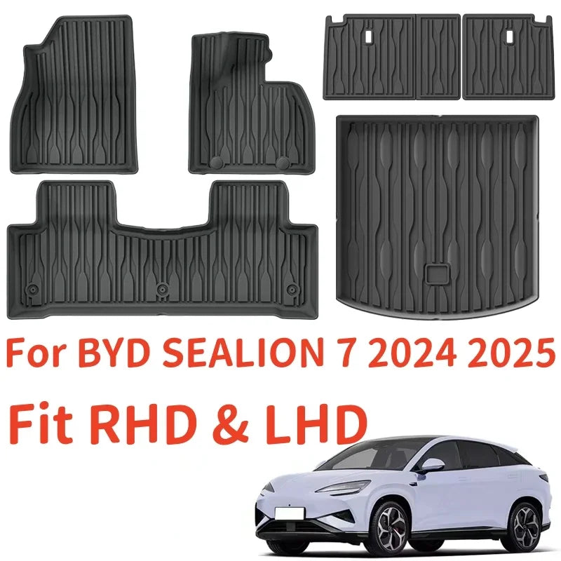 TPE Car Floor Mats, Backrest Mats and Cargo Liners, All Weather Waterproof For BYD Sealion 7 (RHD & LHD) - NeoBYD