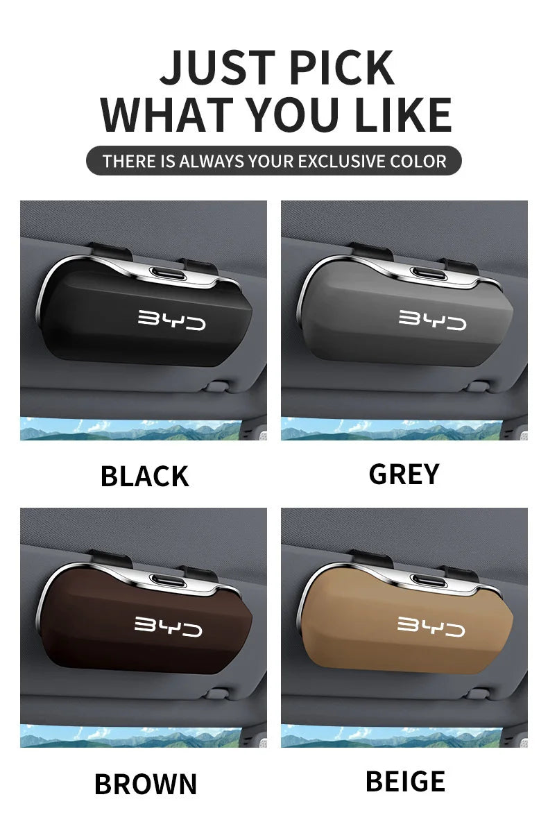 Car Visor Sunglasses/Glasses Holder Case Clip Box For BYD - NeoBYD