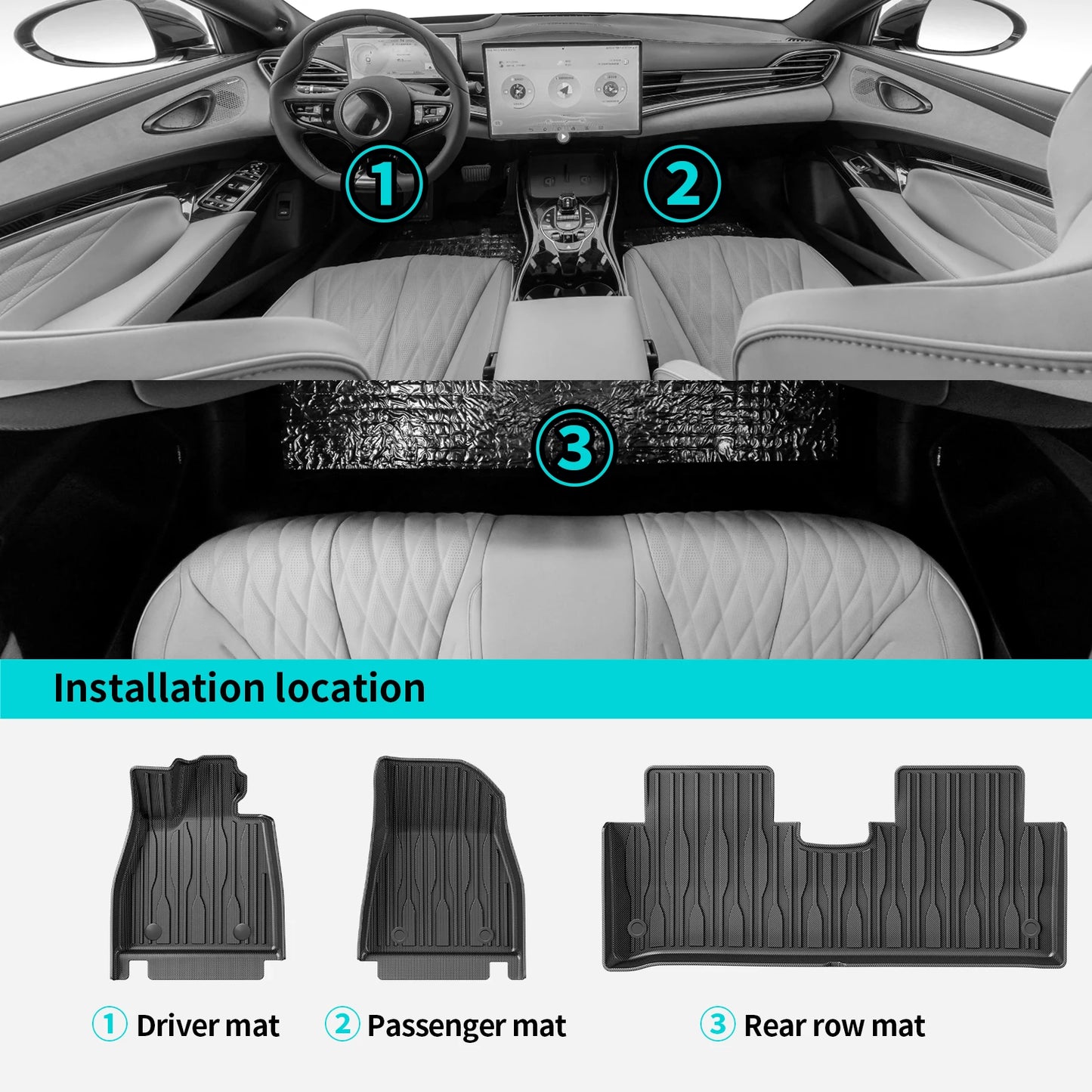 for BYD Seal EV / DMI 3D TPE Car Floor Mats Trunk Pad All-Weather Auto Accessories (Left Hand Driver)