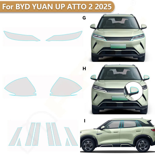 Pre-cut B C Pillars Paint Protection Film Headlight Rearview Mirror Clear Sticker Anti-Scratch For BYD Atto 2 - NeoBYD