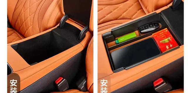 Center Console Precise Fit Divided Compartments ABS+Leather Pad Storage Box For BYD Sealion 7 - NeoBYD