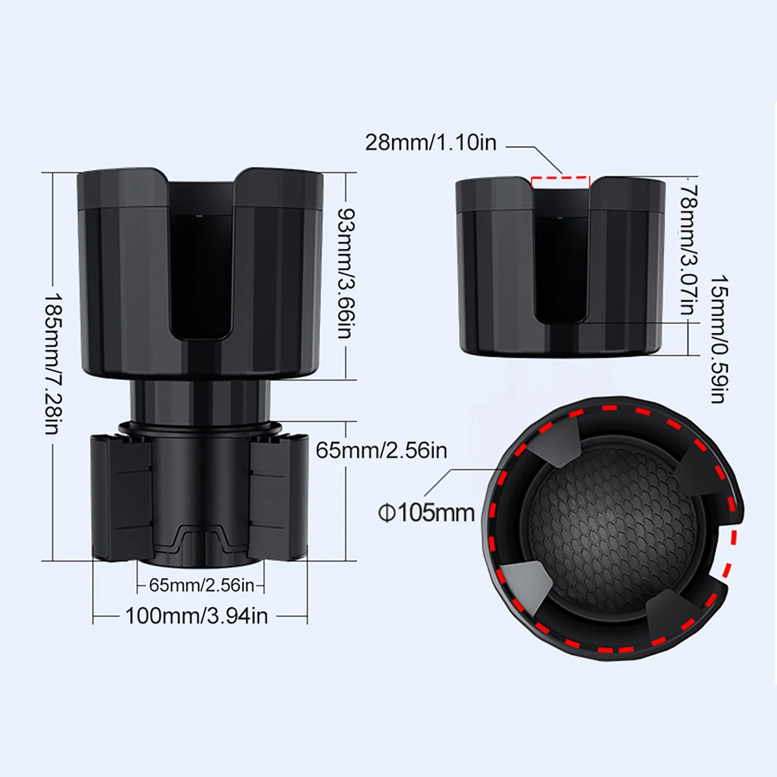 Large Car Cup Holder Expander With Adjustable Base Cup Holder Adapter Multipurpose Car Bottle Cups Organizer Storage Accessories - NeoBYD