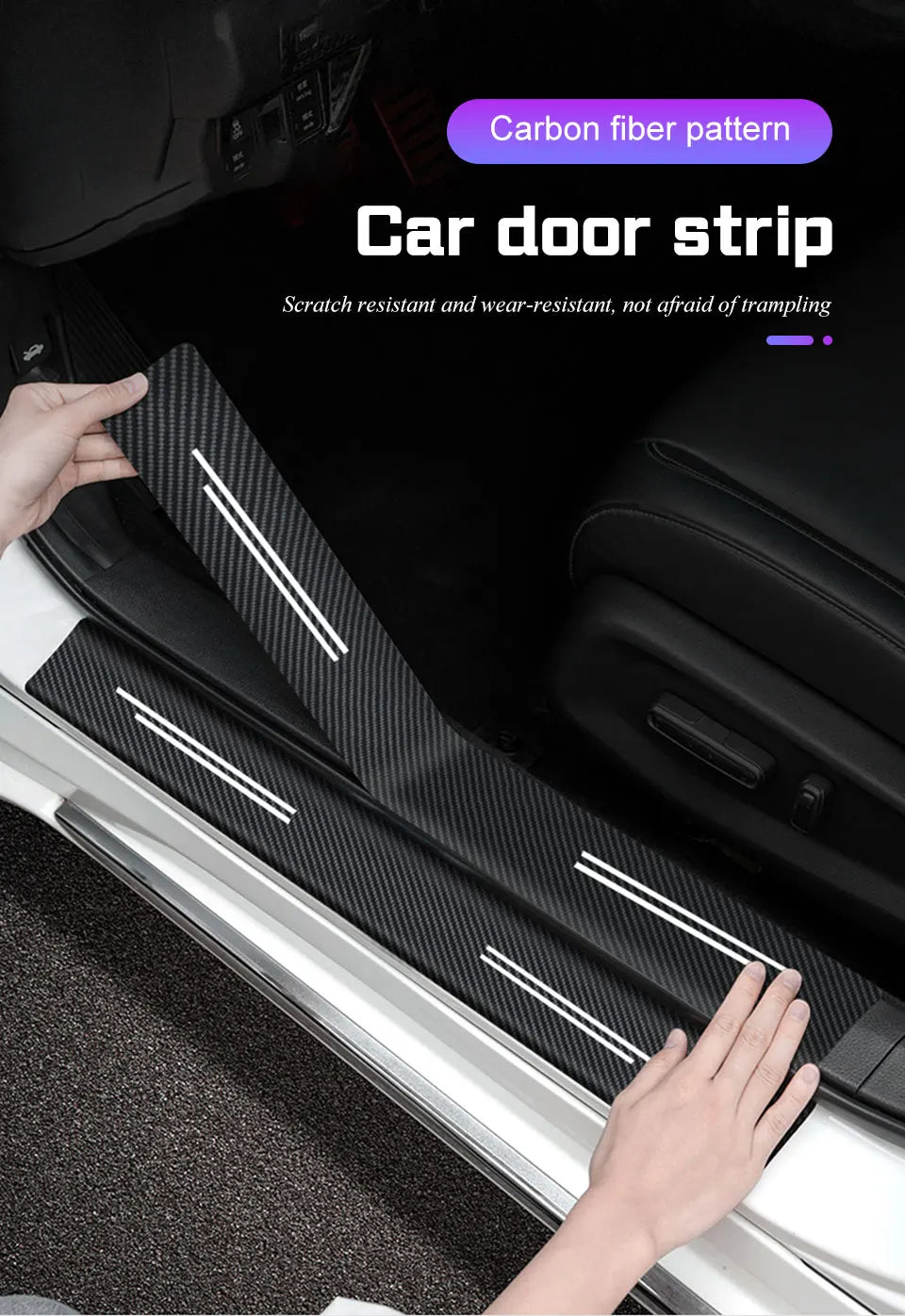 Car Door Threshold Protective Carbon Fibre Sticker For BYD - NeoBYD