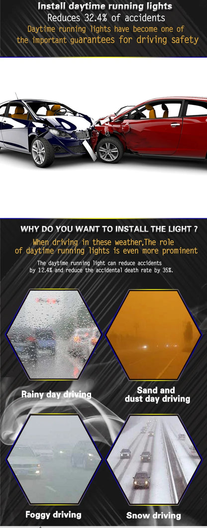 LED Daytime Running Light DRL Dynamic Turn Signal Front Bumper Fog Lights Driving Lamp Night Blue For BYD Dolphin