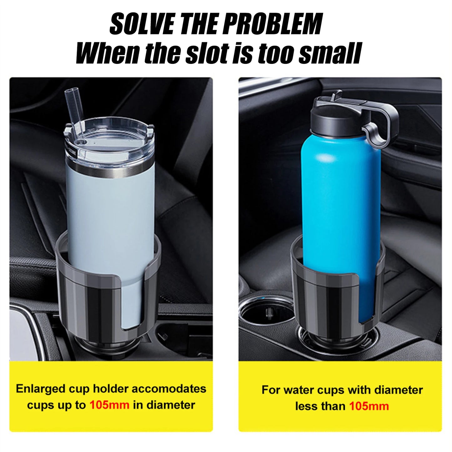 Large Car Cup Holder Expander With Adjustable Base Cup Holder Adapter Multipurpose Car Bottle Cups Organizer Storage Accessories - NeoBYD