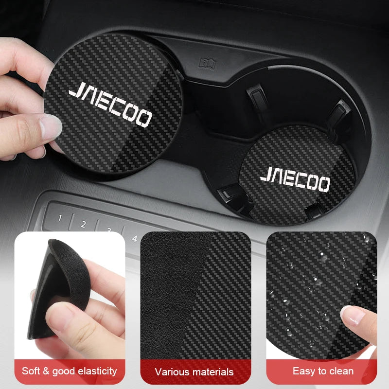 2Pcs Car Cup Holder Mat for Chery Jaecoo J7 J8 7 Phev 2025 2024 2023 Anti Slip Leather Water Cup Coasters Pads Accessories