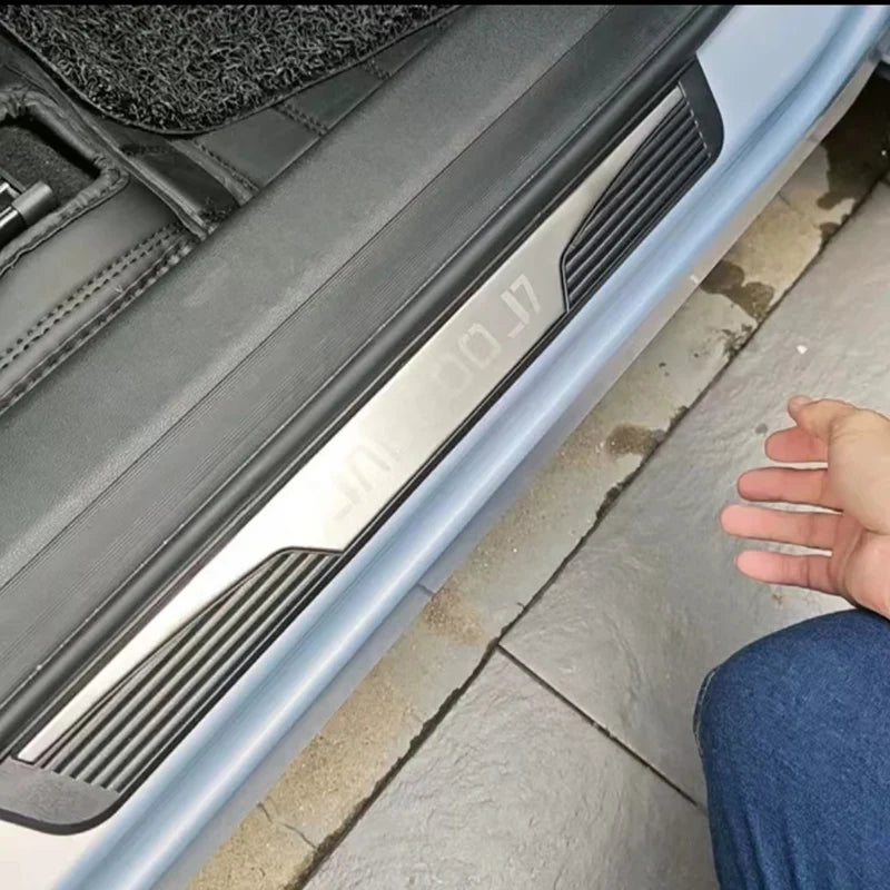 For Jaecoo 7 J7 PHEV 2025 2026  Plastic Stainless Steel Car Accessories Auto Door Sill Pedal Welcome Scuff Plate Cover 4PCS