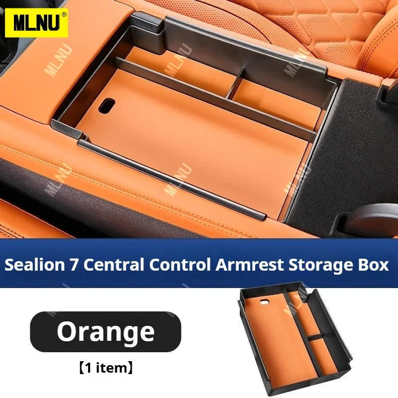 Center Console Precise Fit Divided Compartments ABS+Leather Pad Storage Box For BYD Sealion 7 - NeoBYD