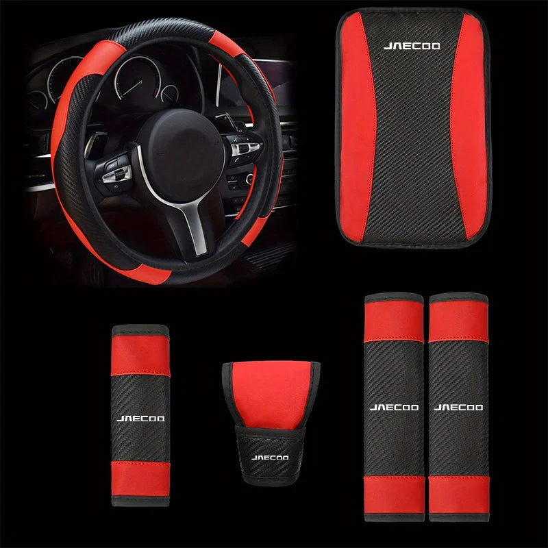 Car Steering Wheel Cover Seat Belt Armrest Box Pad Gearshift Cap For Chery Jaecoo J7 J8 2023 2024 2025 Auto Jaecoo Car Accessory