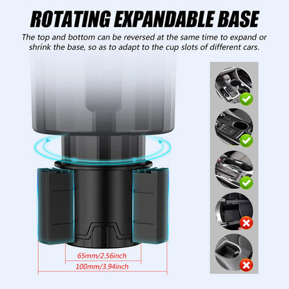 Large Car Cup Holder Expander With Adjustable Base Cup Holder Adapter Multipurpose Car Bottle Cups Organizer Storage Accessories - NeoBYD