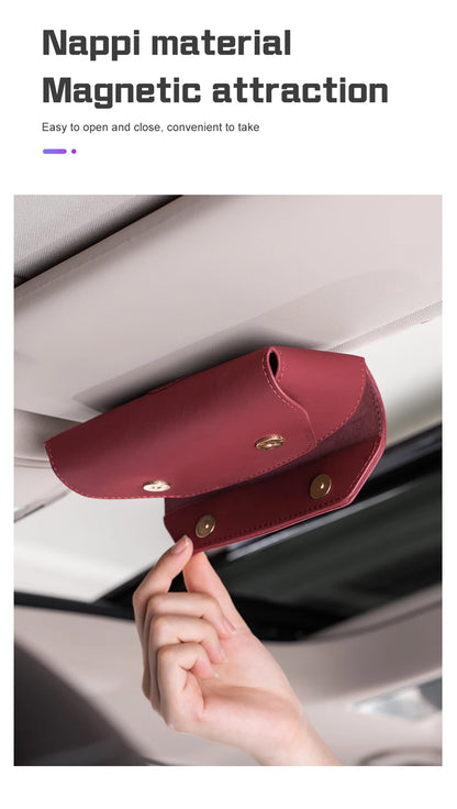 Leather Glasses / Sunglasses Case Clip Storage Box For BYD - NeoBYD