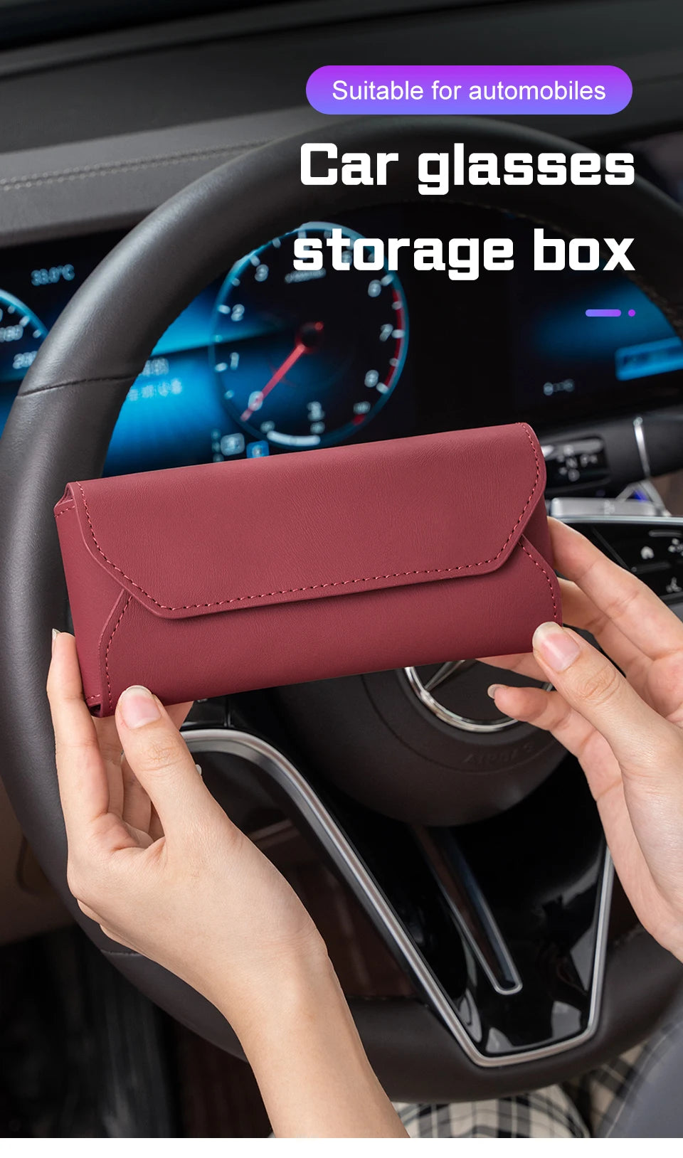 Leather Glasses / Sunglasses Case Clip Storage Box For BYD - NeoBYD