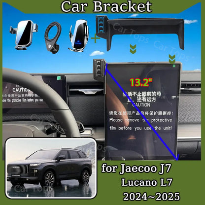 Mobile Phone Holder for Jaecoo J7 2025 2024 2023 13.2" Screen Base Car Wireless Charger Stand Gravity Mount Auto Accessories