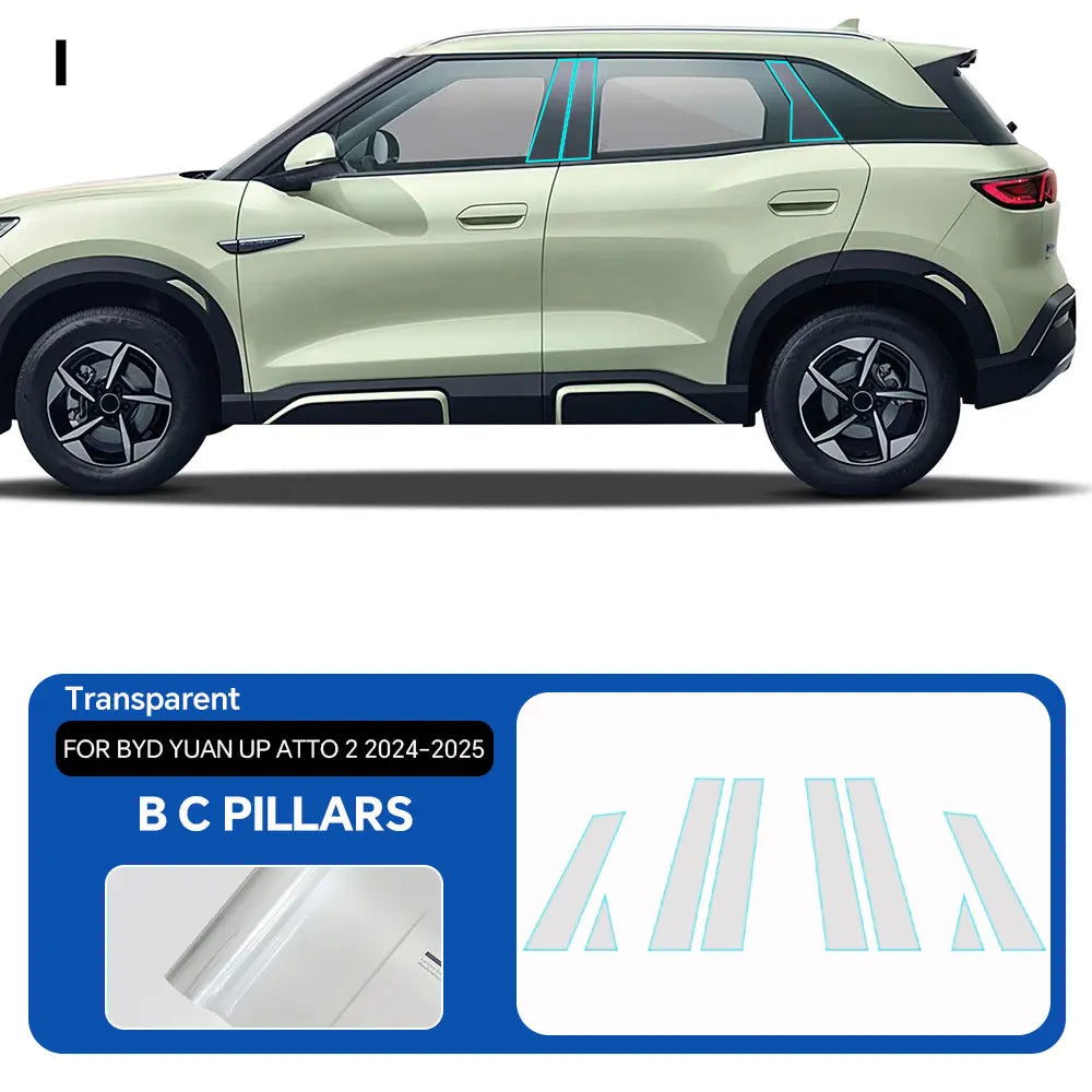 Pre-cut B C Pillars Paint Protection Film Headlight Rearview Mirror Clear Sticker Anti-Scratch For BYD Atto 2 - NeoBYD