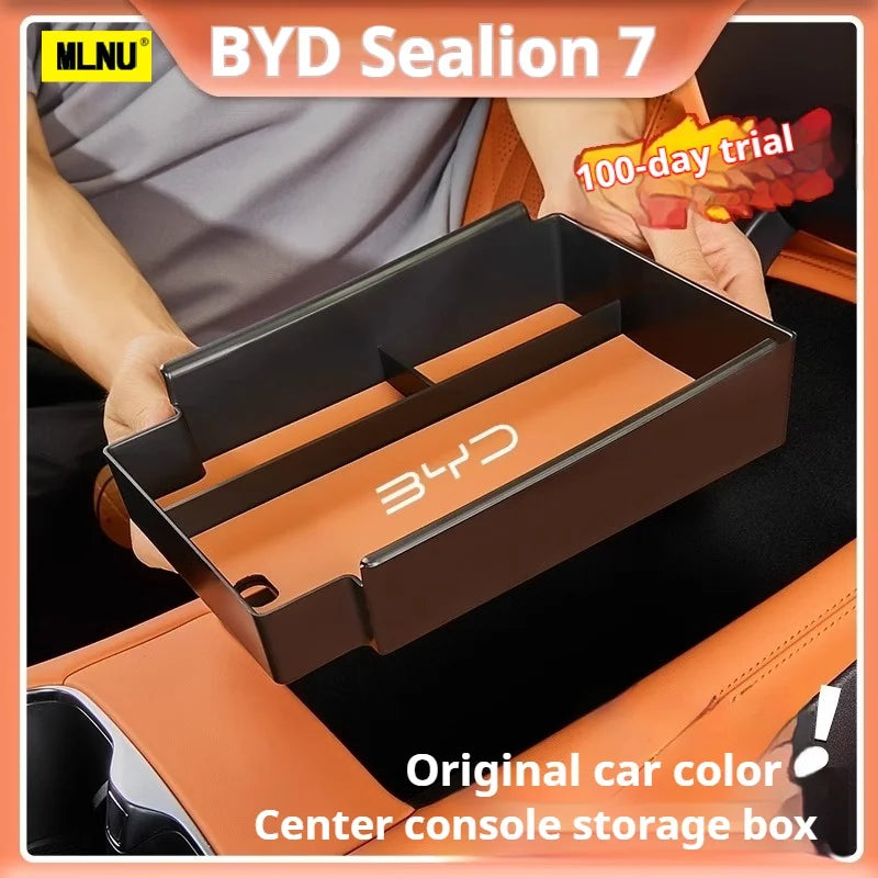 Center Console Precise Fit Divided Compartments ABS+Leather Pad Storage Box For BYD Sealion 7 - NeoBYD