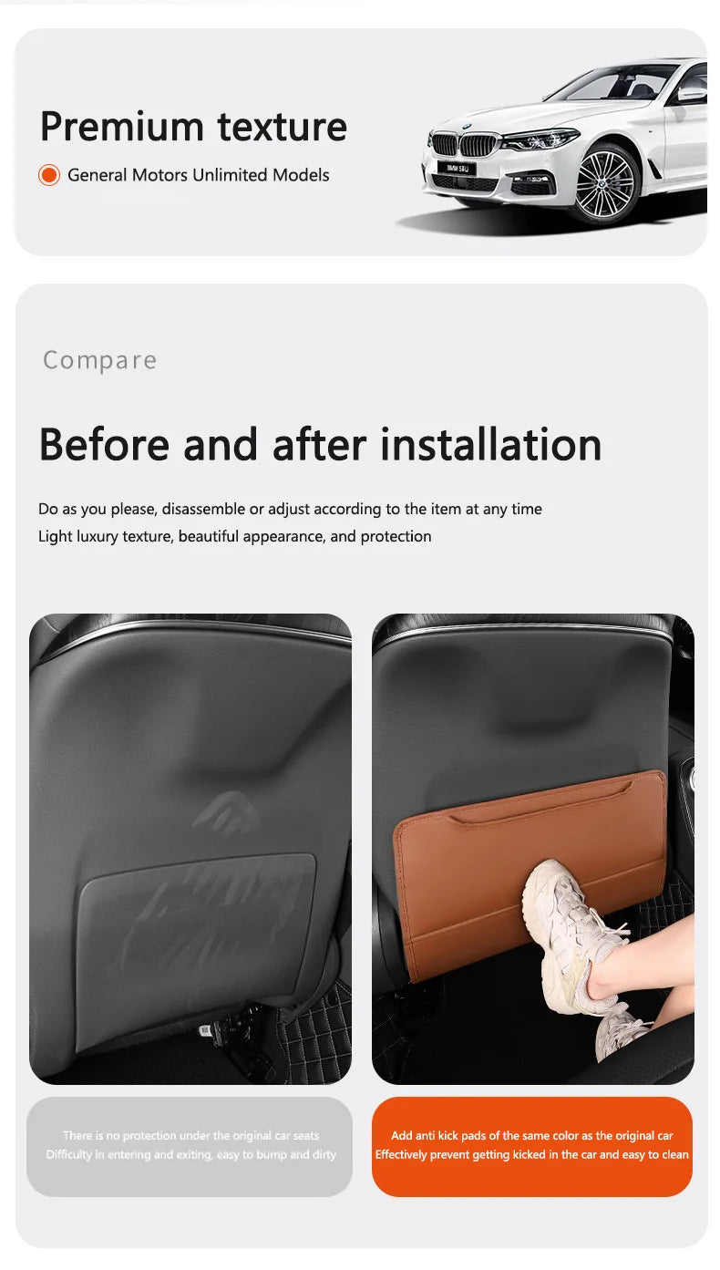 Car Seat Back Anti Kick Pad Leather Protective For BYD Seal U / Atto 3 / Seal / Dolphin