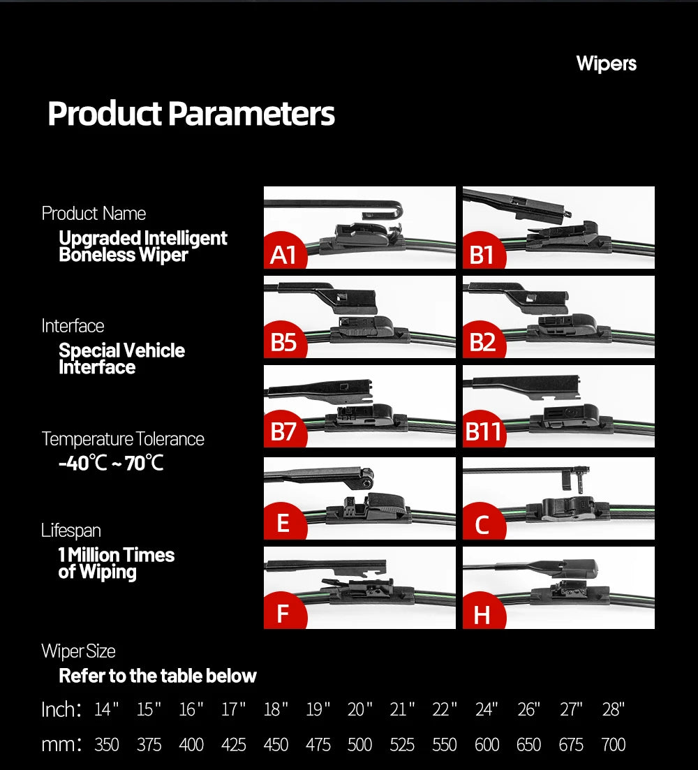 Front Windshield Wiper Blades For BYD Dolphin - 2 Pieces