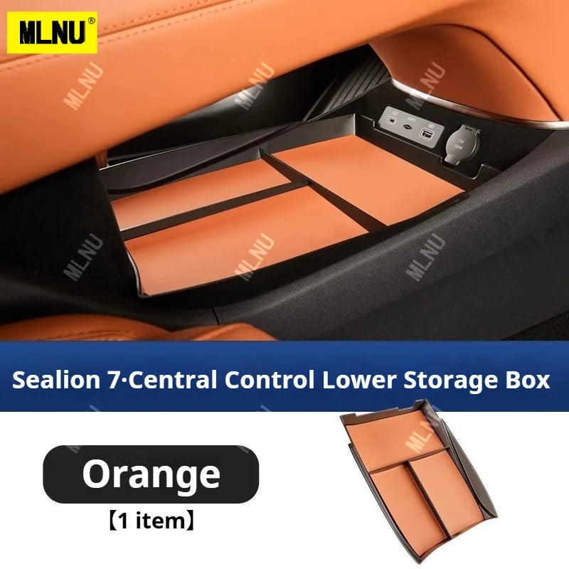 Center Console Precise Fit Divided Compartments ABS+Leather Pad Storage Box For BYD Sealion 7 - NeoBYD