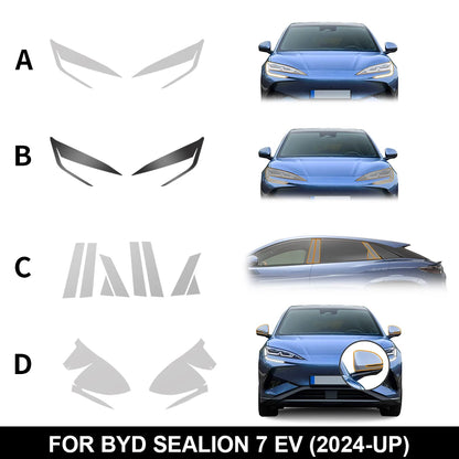 Front Headlight Rear View B C Pillars TPU Paint Protection Film For BYD Sealion 7 - NeoBYD